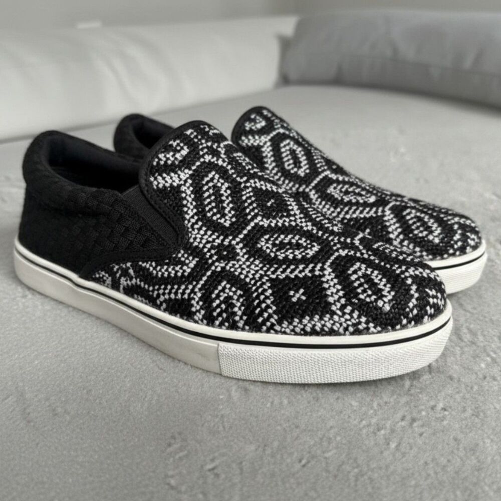 Bernie Mev Kids Billy Black Woven Slip-On Comfort Flat Shoe Women's 8 EU 39
